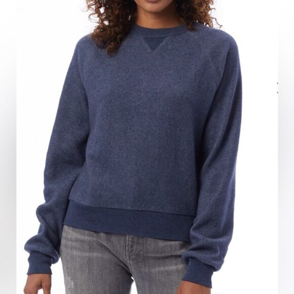 Alternative Apparel Triblend Eco-Fleece Sweatshirt Women's Size L Navy Crewneck - Picture 1 of 16